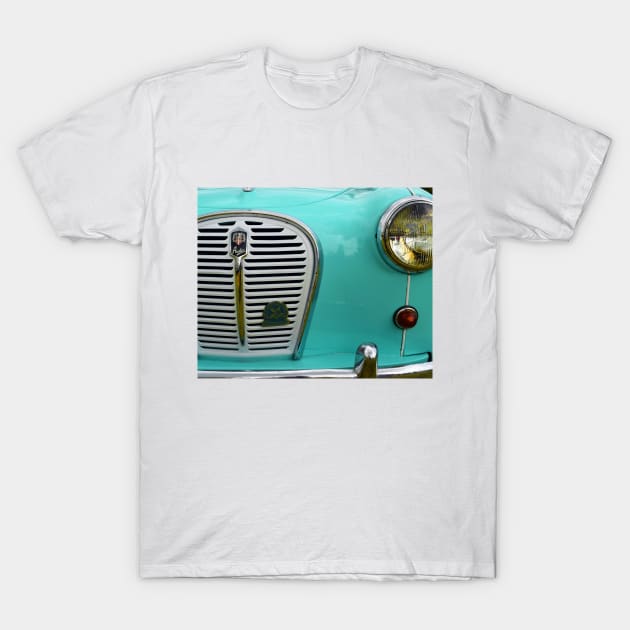 Austin A 35. Vintage British Car Radiator Grill Chrome T-Shirt by JonDelorme